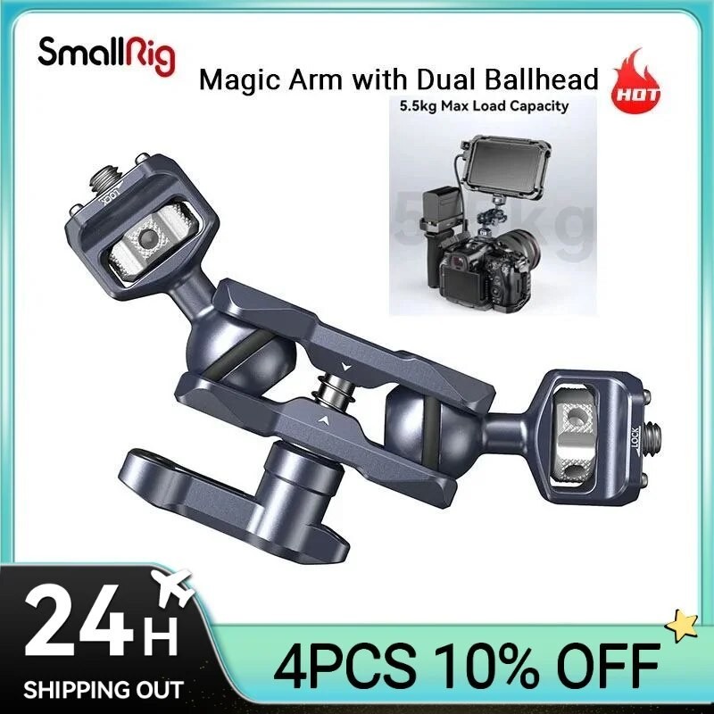AD SmallRig Magic Arm Flexible Articulating Arm with 1/4” Screws, Field Monitor Mount with Dual Ballhead, Adjustable Mag