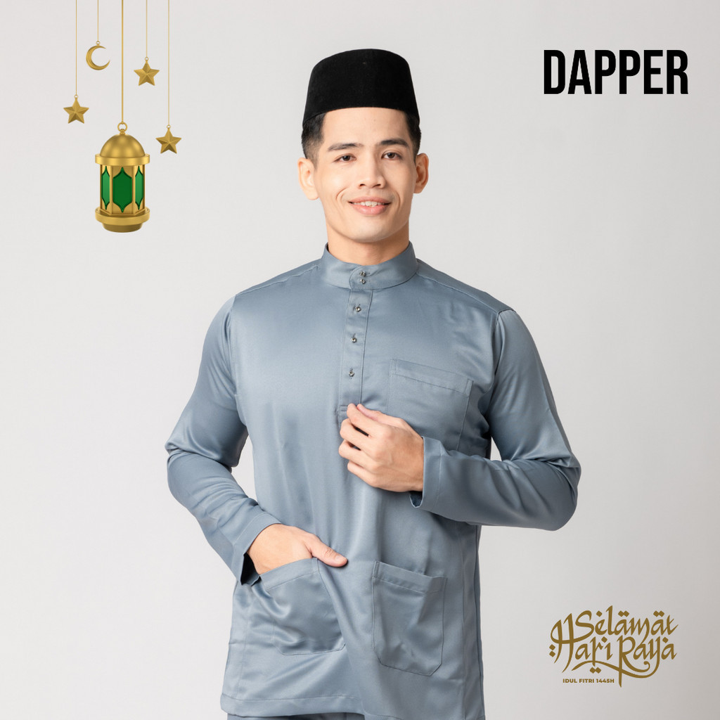 [RAYA SIZE: S -3XL] Dapper Grey Regular Fit Baju Melayu - 534BMS