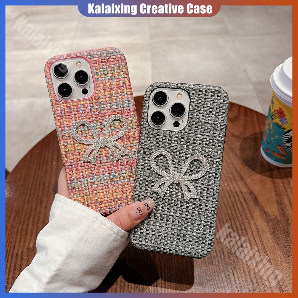 เคสโทรศัพท์มือถือหนังแข็ง ประดับโบว์ เพชร หลากสี หรูหรา สําหรับ iPhone 15Pro Max 14ProMax 13 12ProMax 11Pro X Xs Max XR
