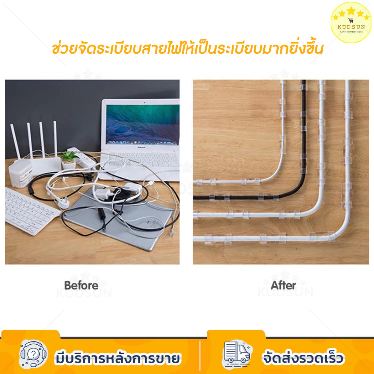 KUDSUN กิ๊บสายไฟ ตัวล็อค เก็บสายไฟ เคเบิล ปลั๊กพ่วง ช่วยจัดระเบียบ ใช้งานสะดวกติดง่ายไม่ต้องเจาะผนัง ใช้ได้กับทุกพื้นผิว thumbnail 3