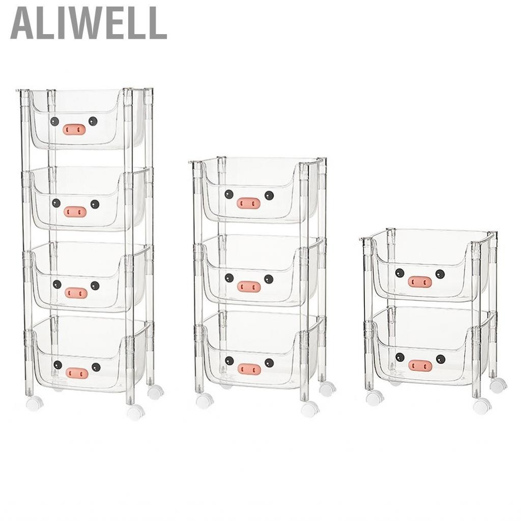 Aliwell Multi Tier Rolling Cart  Kids Toy Storage Organizer Sturdy Household Small Transparent for Books