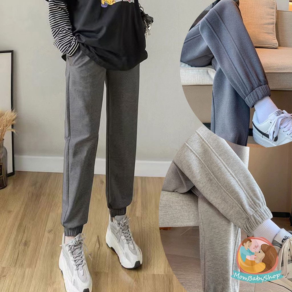 กางเกงวอร์มขายาว ผ้ายืดใส่สบาย ขาจั๊ม มีกระเป๋า เหมาะสำหรับสตรีมีครรภ์