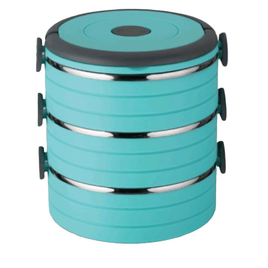 LOCAL789 UCHI ปิ่นโตสเตนเลสเก็บความร้อน ทรงกลม 3 ชั้น BL1204-3GN  สีเขียว ร้านอยู่ในไทย