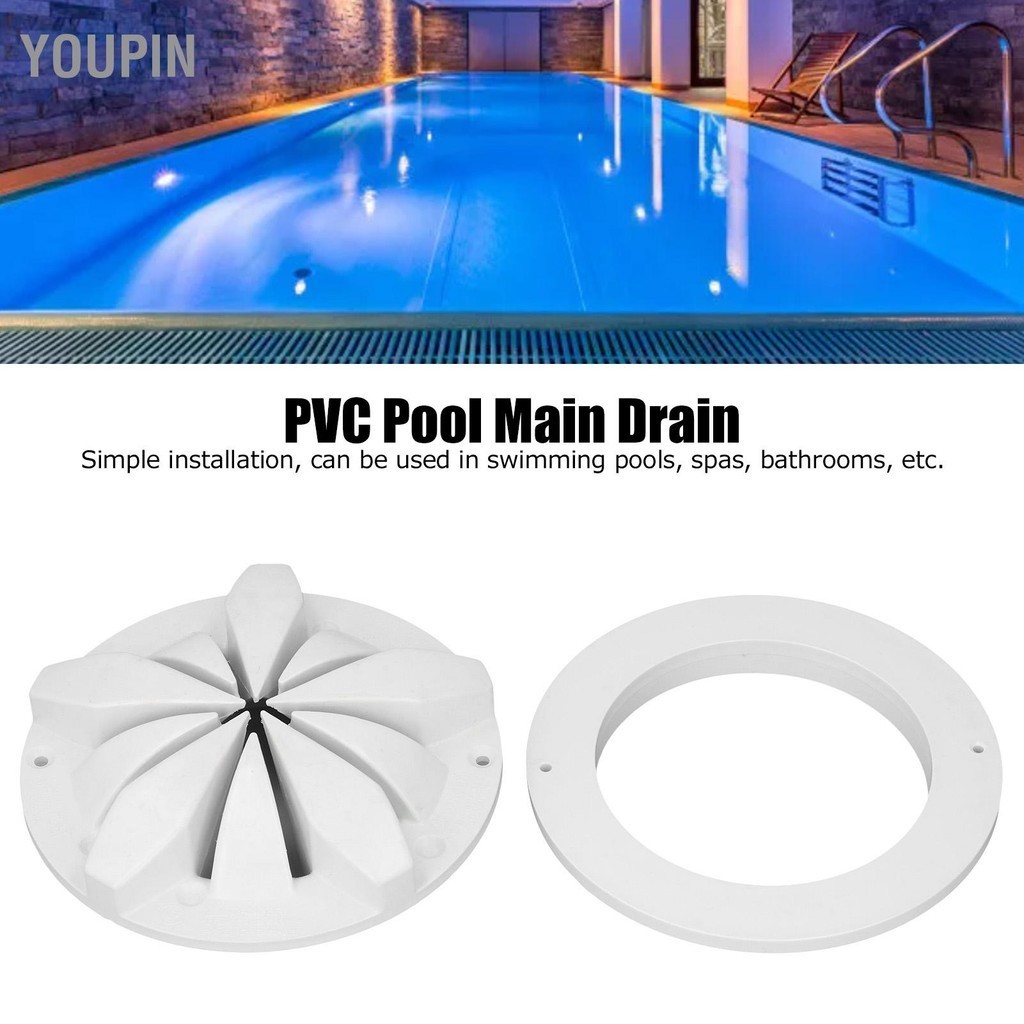Youpin สระว่ายน้ำท่อระบายน้ำหลัก PVC สีขาวรอบน้ำพุร้อนสระว่ายน้ำท่อระบายน้ำอุปกรณ์เสริมสำหรับห้องน้ำสปา