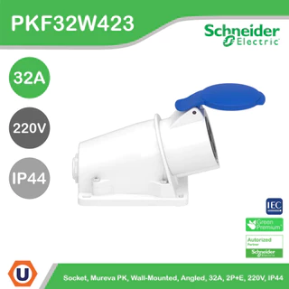 Schneider Socket, Mureva PK, wall-mounted, angled, 32A, 2P+E, 220V, IP44 l PKF32W423 สั่งซื้อได้ที่ร้าน Ucanbuys