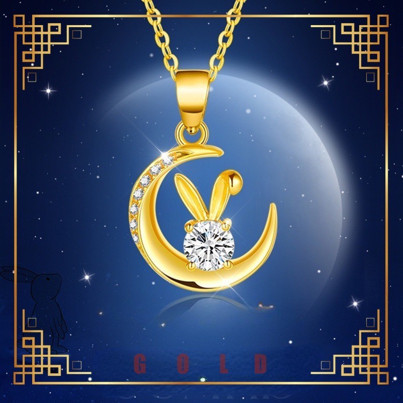 [Lucky K Gold] ส่วนบุคคล Moon Rabbit Watch Rabbit ปี Moon Rabbit สร้อยคอเพทาย