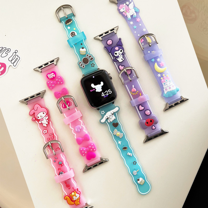 สายนาฬิกาข้อมือซิลิโคน ลายการ์ตูน 3D สําหรับ iWatch Ultra 2 9 8 SE 7 6 5 4 3 49 มม. 41 มม. 45 มม. 38 42 มม. 40 44 มม.