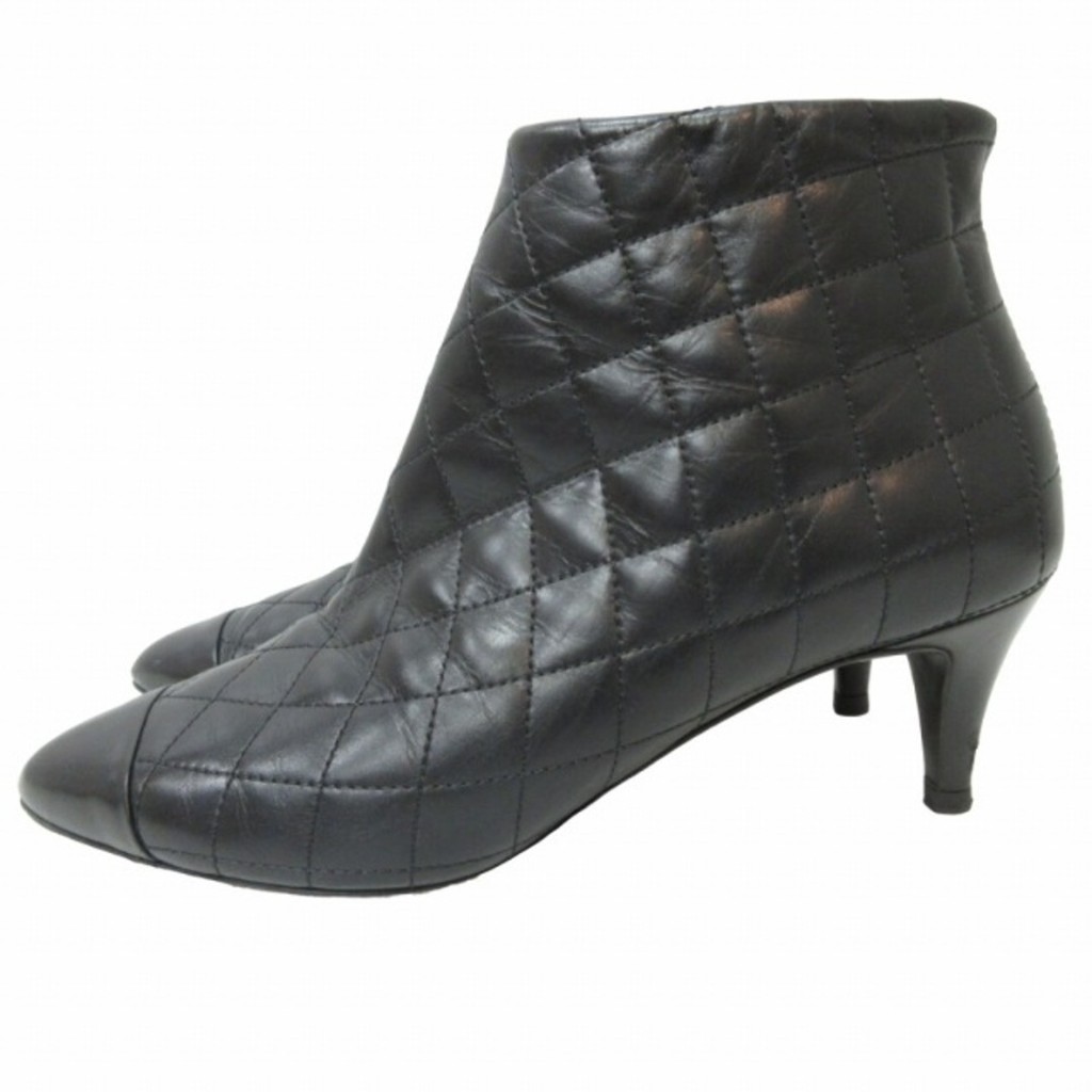 Chanel Matrasse Booties Camellia Zip Black 36 23.0 cm IBO48 Direct from Japan Secondhand