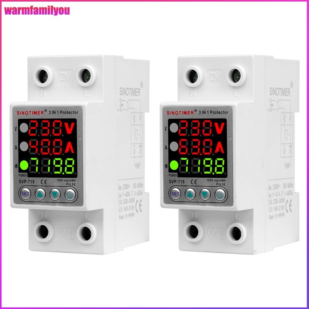 【warmfamilyou】โวลต์มิเตอร์ # 220v 40/63A ปรับได้ สําหรับป้องกันแรงดันไฟฟ้า