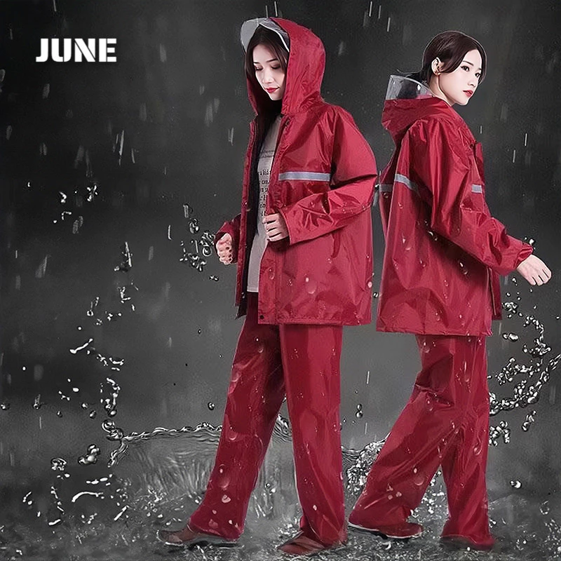 เสื้อกันฝนผู้ใหญ่แบบชุดพร้อมกางเกงแถบสะท้อนแสง thumbnail 4