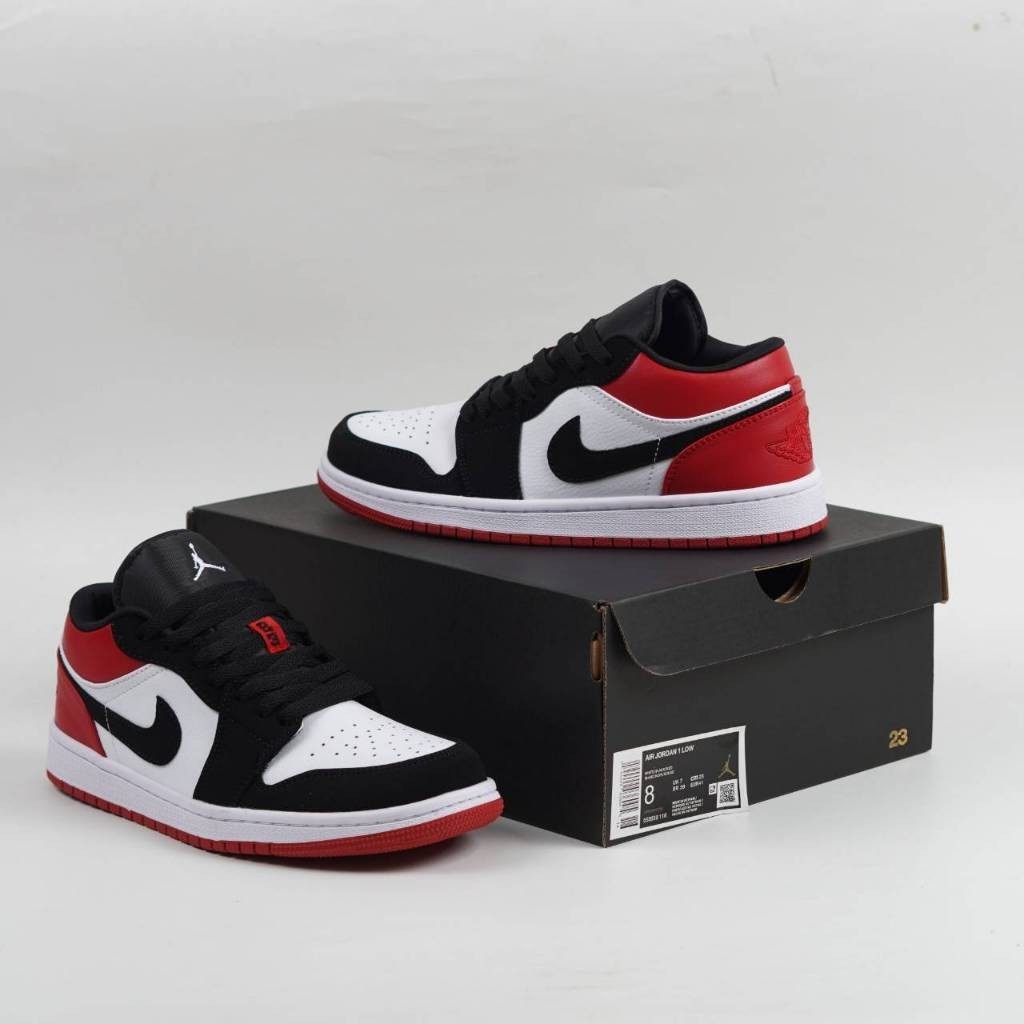 (ioniq)Nike Air Jordan 1 Low Black Toe  ลำลอง  รองเท้ากีฬา