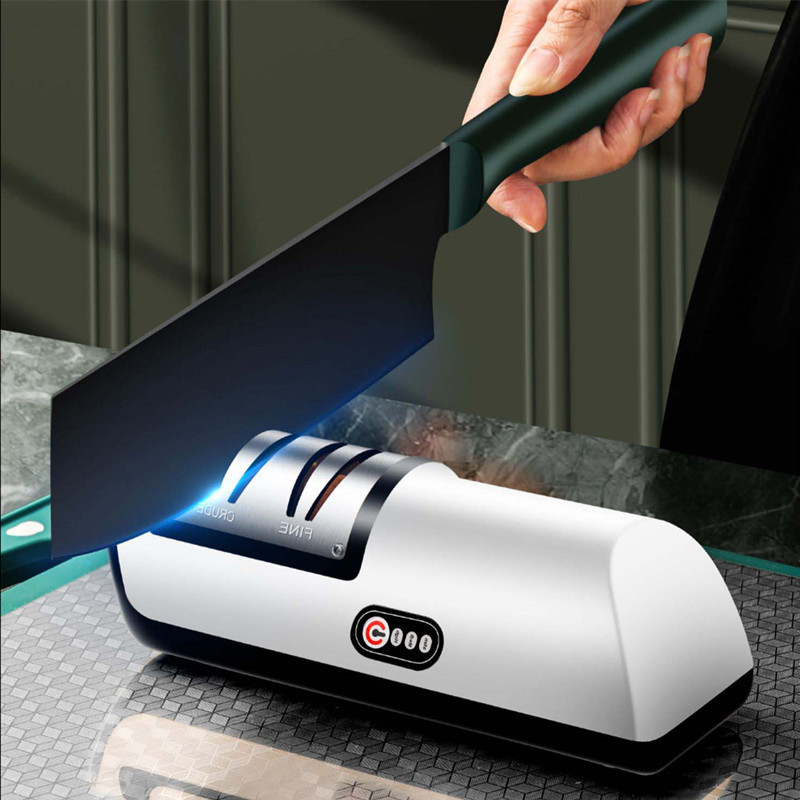เครื่องลับมีดไฟฟ้า USB 2 เกียร์ อเนกประสงค์ กรรไกรเหลา กันลื่น 304 สเตนเลส หินเซรามิค อุปกรณ์ครัว