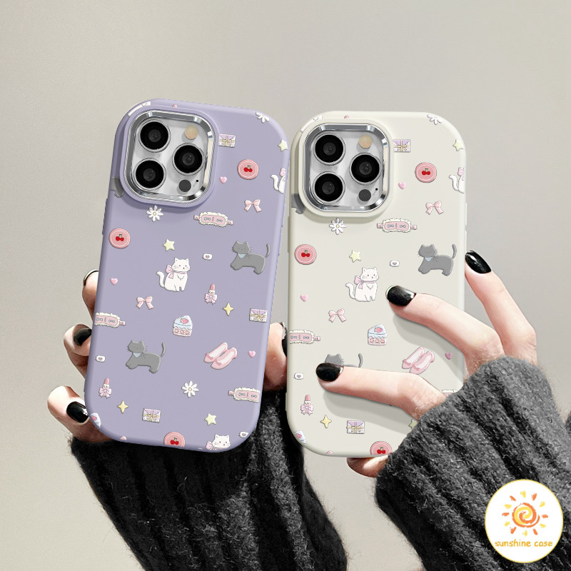 เคสมือถือหัวใจลายหนูมีน ขอบชุบไฟฟ้า สำหรับไอโฟน11 For iPhone 11 12 13 14 15Pro MAX X XS XR XS 6 7 8Plus SE2 เคสโทรศัพท์