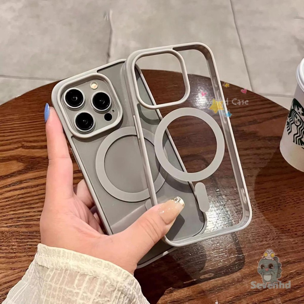 เข้ากันได้สําหรับ ไอโฟน 11 15 14 13 12 มือโปร Xs สูงสุด 7 8 บวกกรณีโทรศัพท์มือถืออะคริลิเคลือบใสแม่เหล็กชาร์จไร้สายสีเดิมกันกระแทกป้องกันฮาร์ดพีซีปก