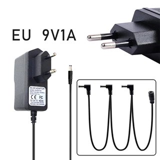 อะแดปเตอร์จ่ายไฟ สายแจ็คกีตาร์ 9V DC 1000mA สายคอร์ดลบภายในบวกด้านนอก สายยาว90ซม.