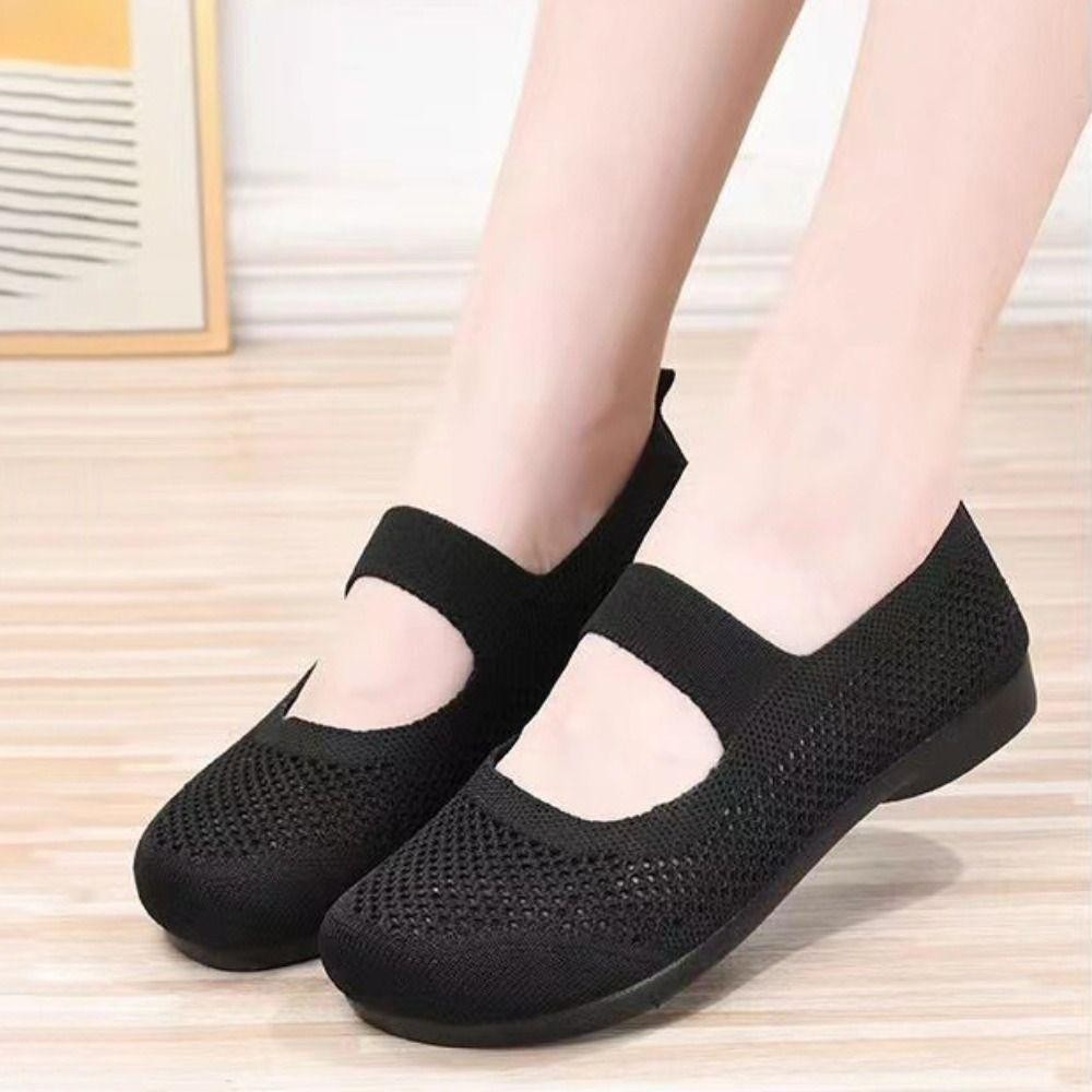 PRINTQI ผู้หญิงรองเท้าส้นเตี้ย,กลวงออกตาข่ายสแควร์นิ้วเท้ารองเท้าเดียว,ฤดูร้อนลื่นบนรองเท้าไม่มีส้นพับได้ระบายอากาศนุ่มแต่เพียงผู้เดียวแม่รองเท้าลําลองสําหรับผู้ - รูปที่ 6