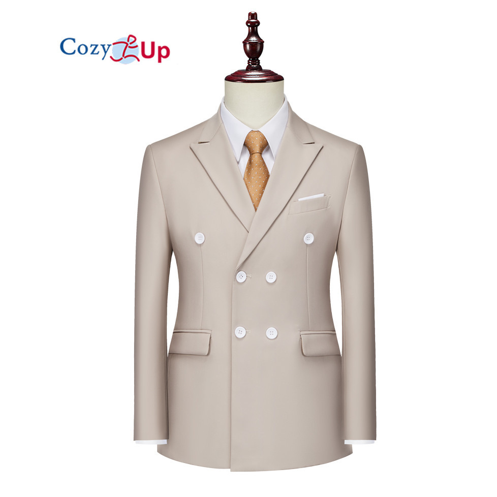 Cozy Up Men Double Breasted Suit Jacket for Men Business Blazer for Wedding (ไม่รวมกางเกง)