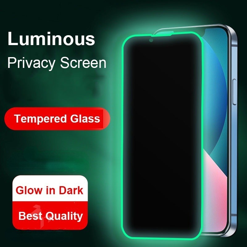 Luminous ถุงลมนิรภัย Anti-spy กระจกนิรภัยสําหรับ iPhone 17 17e 16e 16 15 14 13 12 11 Pro Max Air Mini XR XS Max 8 7 6s Plus SE ความเป็นส่วนตัวเรืองแสงป้องกันหน้าจอ