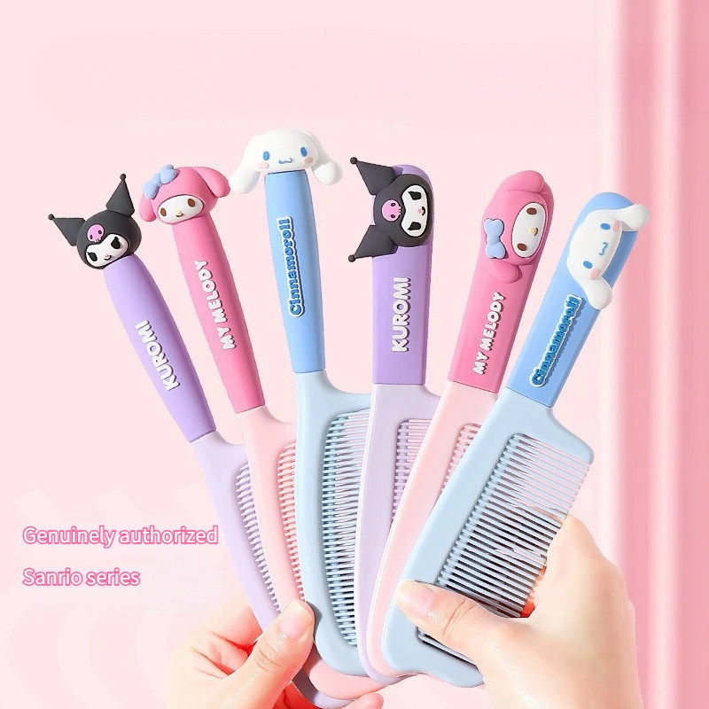 Hello Kitty Comb Cinnamoroll Kuromi หวีผมนักเรียน Anti static Shun หวีผมกระเป๋าแบบพกพาน่ารักหวีขนาดเล็ก