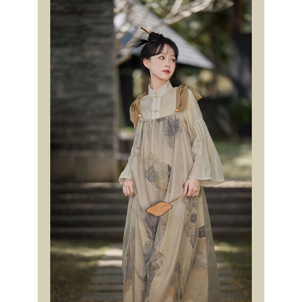 【Crush Molly】 2024 Summer New Retro Zen Fairy Chinese Style Improved Han Element Inner Slip Dress Set