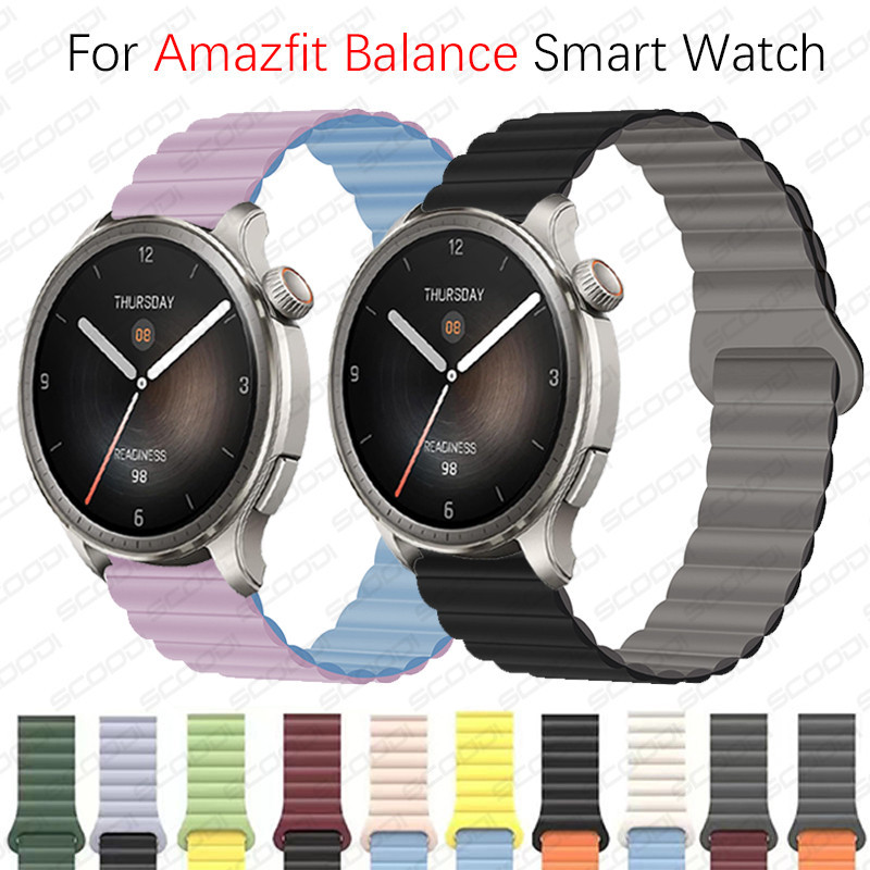 สายนาฬิกาข้อมือซิลิโคน แบบนิ่ม แต่งห่วงแม่เหล็ก สําหรับ Amazfit Balance