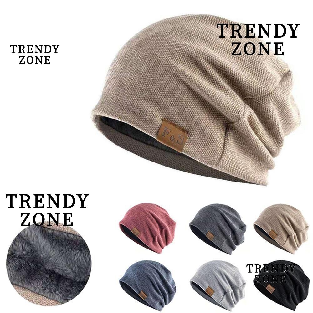 Trendyzone หมวกถัก สีพื้น แฟชั่น กลางแจ้ง กันลม