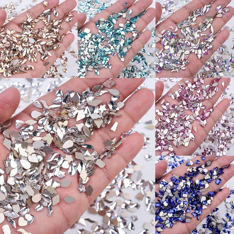 เพชรคริสตัล สีแดง แวววาว สว่างมาก สําหรับตกแต่งเล็บ DIY