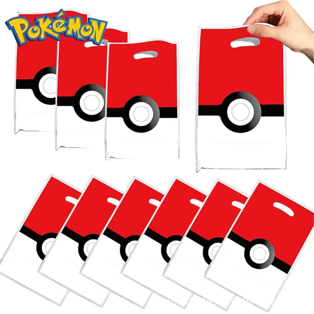 10 ชิ้น Pokémon ถุงของขวัญ Poké Ball การ์ตูนสร้างสรรค์ถุงบรรจุภัณฑ์เด็กน่ารักถุงขนมกล่องของขวัญสําหรับเด็ก Pokémon Party ของขวัญ