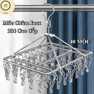 Móc Treo Quần áo Inox 304 Cao Cấp,Móc Phơi Quần Áo Em Bé,Móc Quần áo Gia Dụng 40 MÓC,Giá Phơi Móc