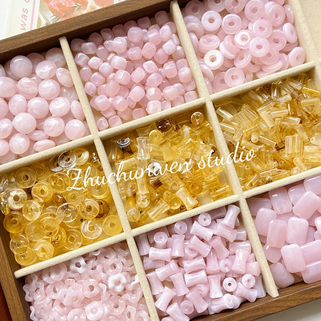 ลูกปัดอะคริลิกกลมไม้ไผ่หลวม วัสดุ DIY สําหรับทําสร้อยข้อมือ โซ่โทรศัพท์มือถือ และเครื่องประดับ อุปกรณ์เสริม