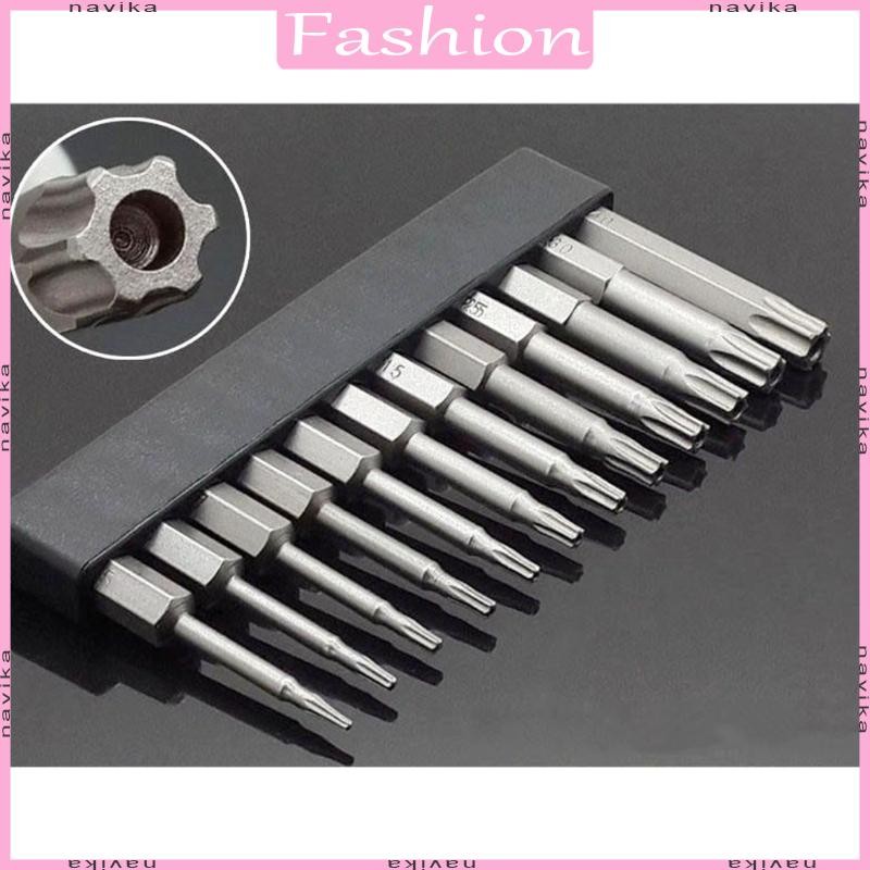 Nav 12 ชิ้น Hex Shank T5-T40 Torx หัวสกรู Driver Bits ชุดไขควงไฟฟ้าเครื่องมือ