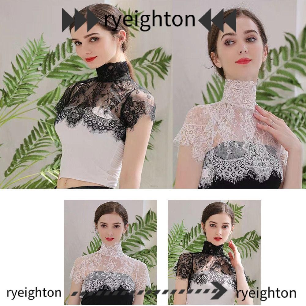 ขวา เสื้อปกปลอม,ปักอุปกรณ์เสื้อผ้าปกเท็จ,ผ้าคลุมไหล่ห่อผ้าพันคอผ้าคลุมไหล่ตกแต่งลูกไม้แฟชั่นเสื้อที่ถอดออกได้ผู้หญิงเลดี้