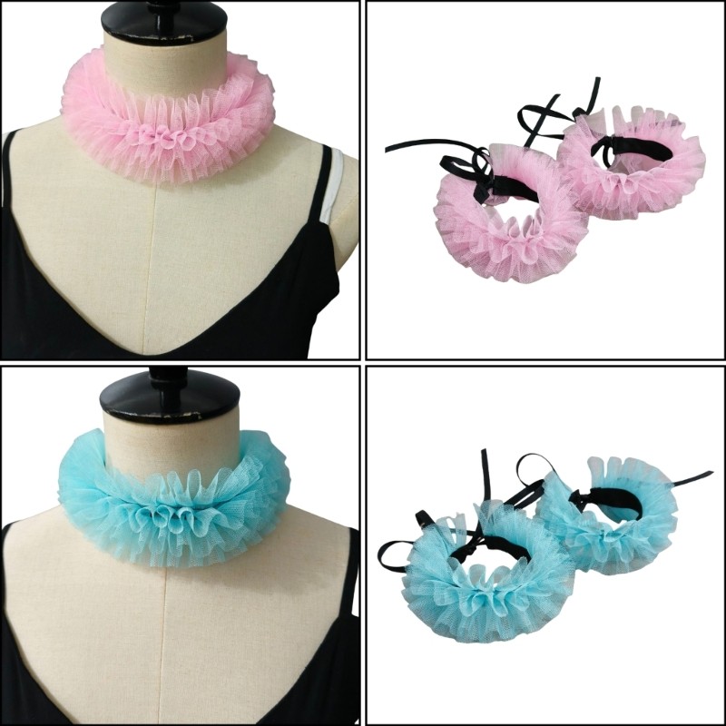 Coonn Victorian Era Ruffle Neckpiece ข้อมือคอปกปลอมสําหรับชุดแฟชั่น