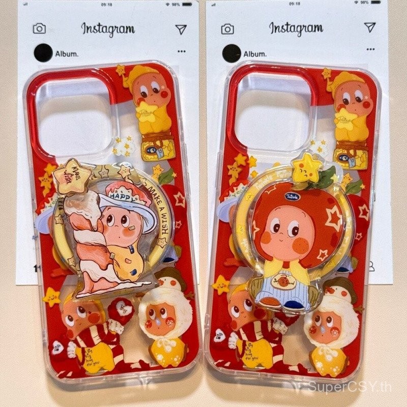 เคสโทรศัพท์ที่เข้ากันได้กับ iPhone 7 8 Plus x xs xr xsmax 11 12 13 14 15 16 Pro max Plus หมุนได้ รูปดาว Apple ขาตั้งแม่เหล็กมนุษย์ ปกป้องโทรศัพท์แบบเต็มรูปแบบ รูขนาดใหญ่ ป้องกันการตก