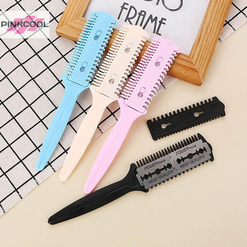 PINKCOOL เครื่องมือตัดผมกรรไกรตัดแต่งทรงผมมีดโกนใบมีดหวี HOT