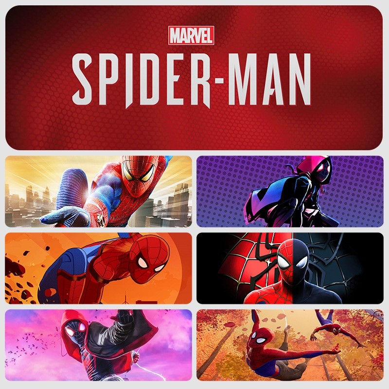 Disney MARVEL Spider-Man แผ่นรองเมาส์สําหรับเล่นเกมขนาดใหญ่ล็อคขอบล้างทําความสะอาดได้แผ่นรองโต๊ะกันลื่นสําหรับคอมพิวเตอร์ Esports