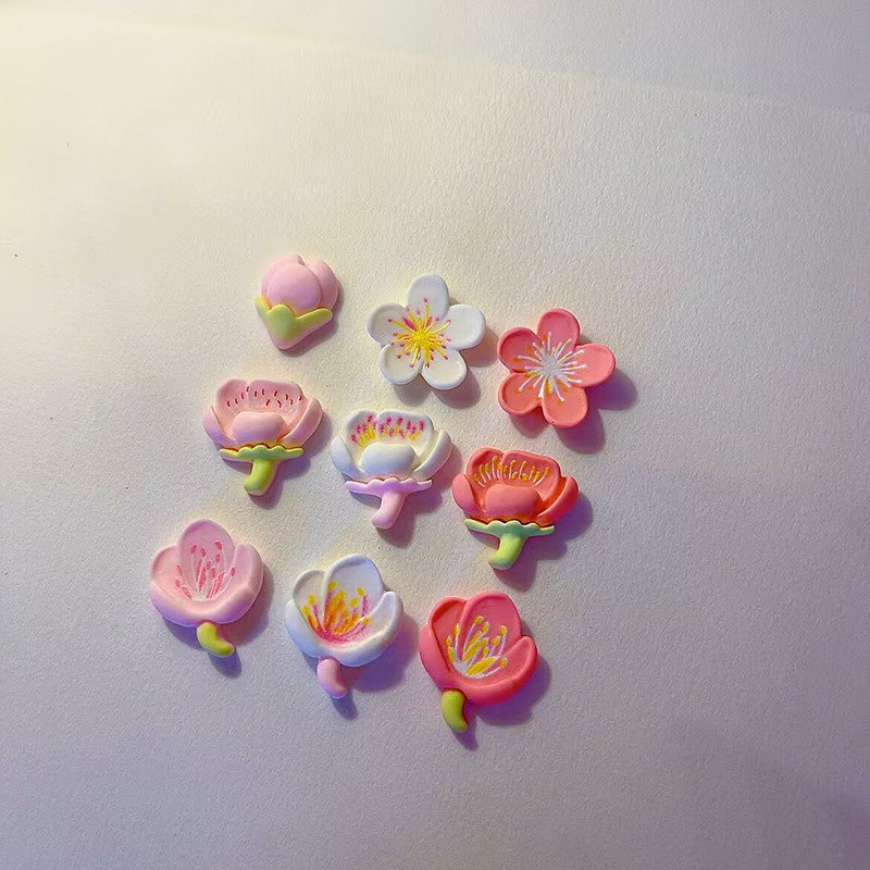 คลิปผมทำมือซีรีส์ดอกพีชฤดูร้อนใหม่ 100 ชิ้น ทำจากครีมกาว ทำเอง คลิปผม กรอบรูป เคสโทรศัพท์ ขวดน้ำ อุปกรณ์ทำมือน่ารัก - รูปที่ 4