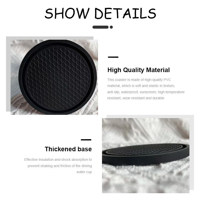 🏠 ที่รองแก้วซิลิโคน 7CM แผ่นยางรองแก้วเครื่องดื่ม PVCทรงกลม กันลื่น อุปกรณ์เสริม สําหรับติดภายในรถยนต์ ยานพาหนะ - รูปที่ 5