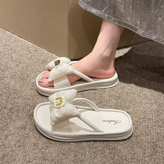home..fashion รองเท้าแตะ สวมยางPVC พื้นหนา 2.5cm ประดับโบว์ แฟชั่น สไตล์เกาหลี สำหรับผู้หญิง X097