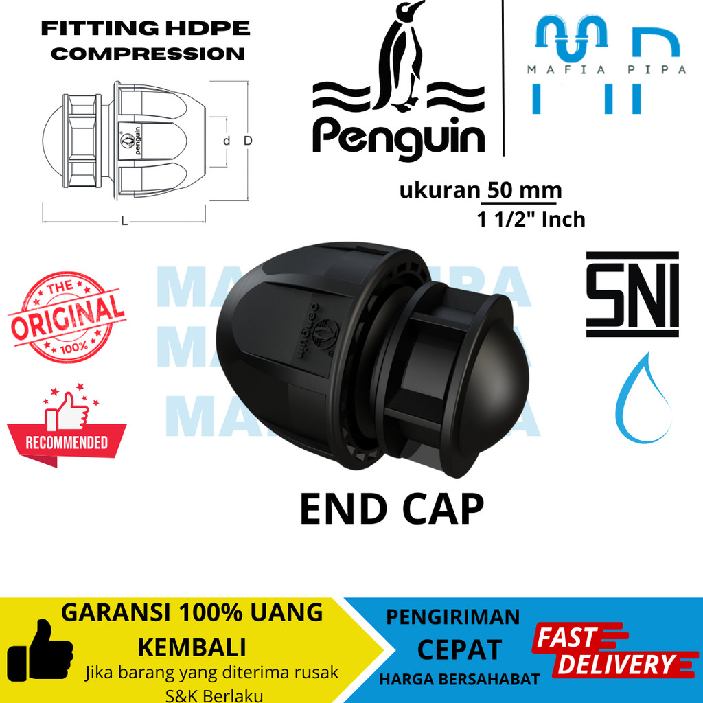 ข้อต่อฝาท้าย HDPE / HDPE Dop 50mm ~ 1 1/2"