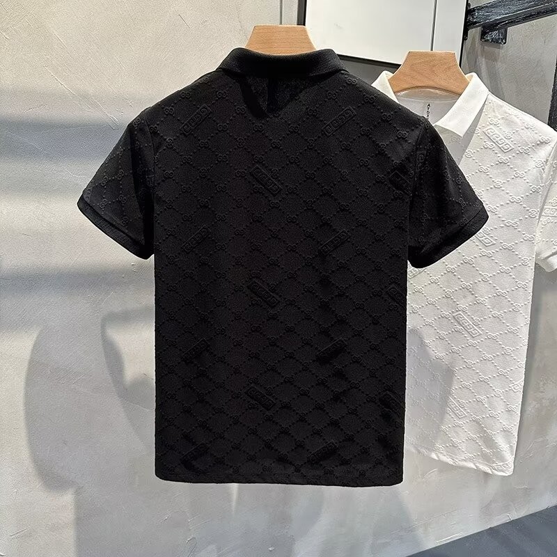ผ้าแจ็คการ์ด เสื้อโปโลลําลองสบายและระบายอากาศวัยรุ่นปกเสื้อยืดแขนสั้น ราคา ถูกที่สุด ดีลบีเคเค แกลเลอรีภาพที่ 8