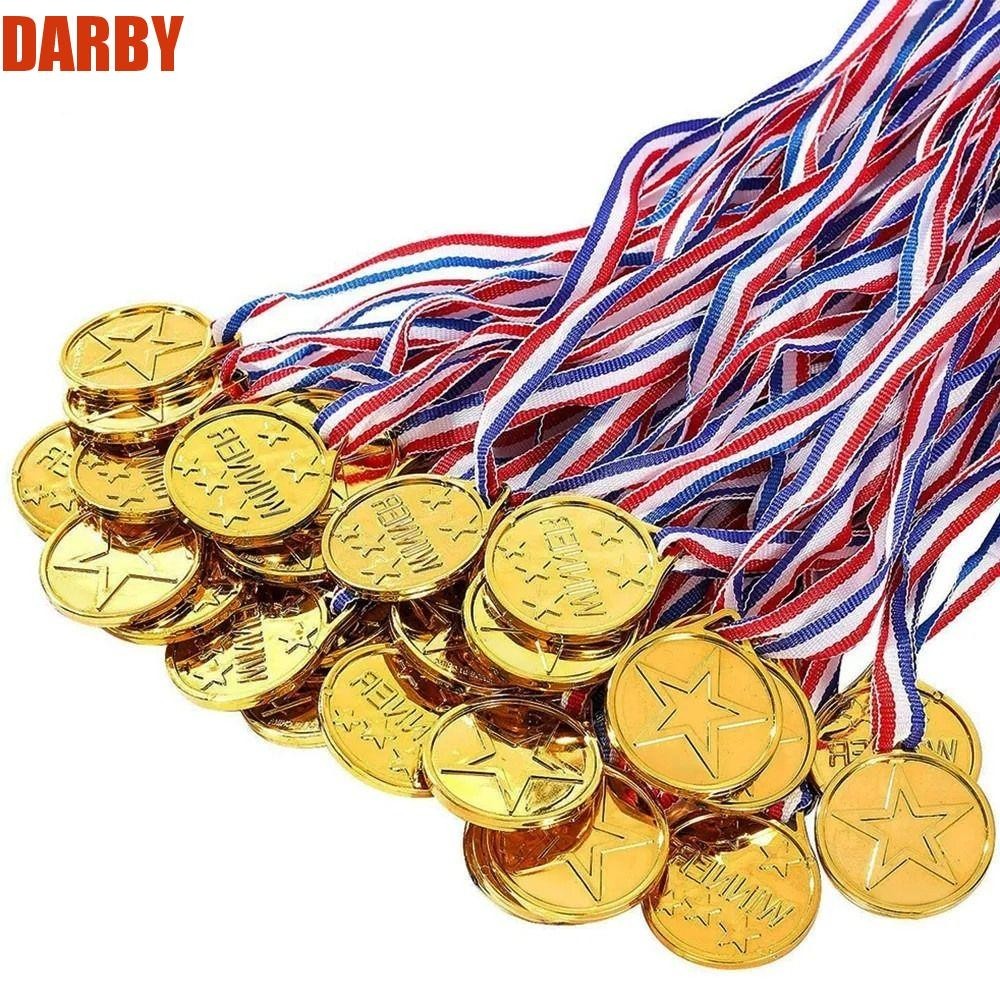Darby เหรียญรางวัล พลาสติก สีทอง ริบบิ้น แนบมากับผู้ชนะ เขียน เหรียญรางวัล วันกีฬา นักเรียน รางวัล เหรียญทอง เหรียญทอง ปาร์ตี้ โปรดปราน