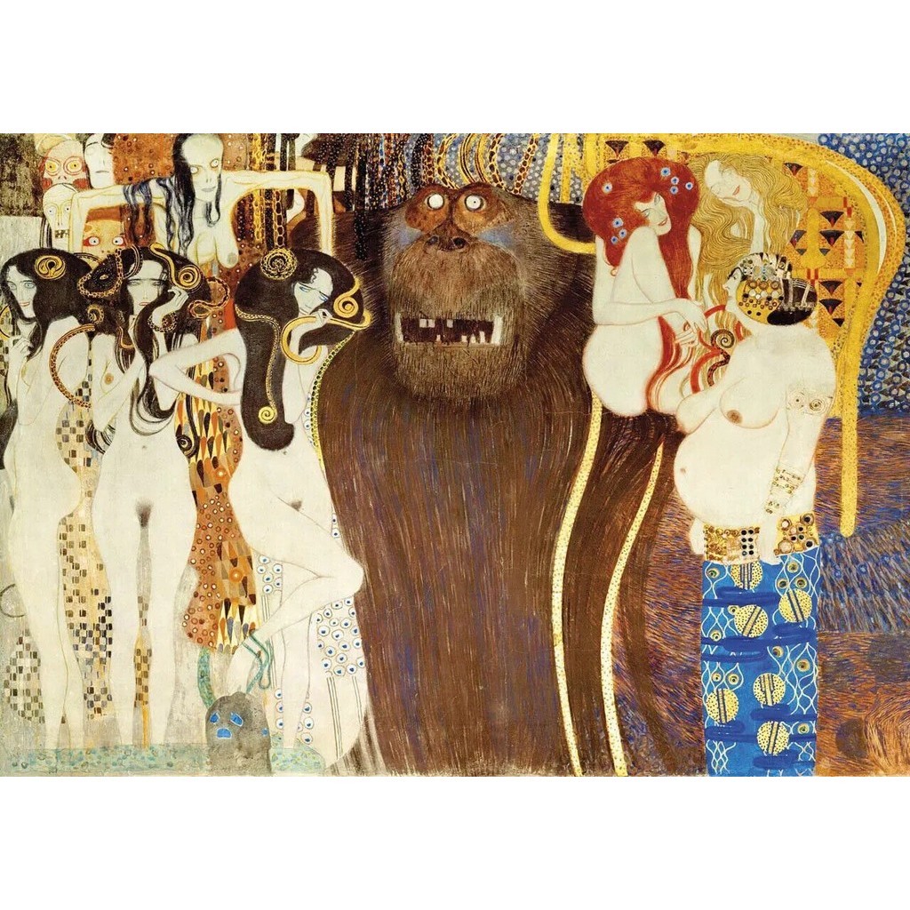 Gustav Klimt Beethoven Frieze โปสเตอร์ผ้าใบ พิมพ์ลาย สําหรับตกแต่งผนังบ้าน ห้องนั่งเล่น 0127