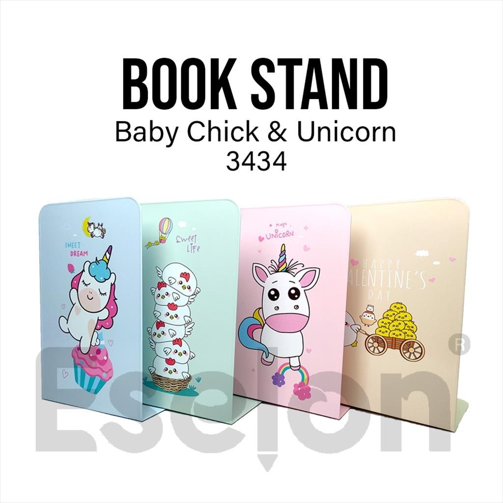 [ES.JKT ] 2pc Unicorn Chick Book Stand/1set UnicornChick Motif Book Stand 3434