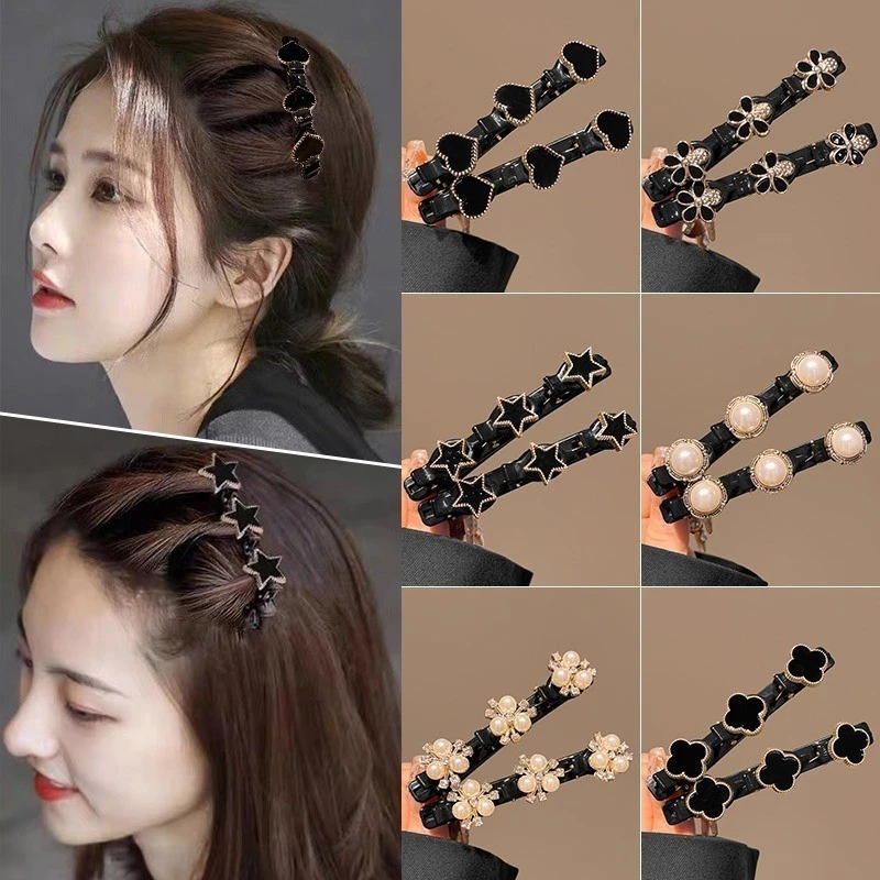 2 ชิ้น เซต แฟชั่นเกาหลี สไตล์ใหม่ สวยงาม อารมณ์ ขี้เกียจ ถัก กิ๊บ ด้านข้าง เรียบ กิ๊บติดผม เครื่องประดับผม