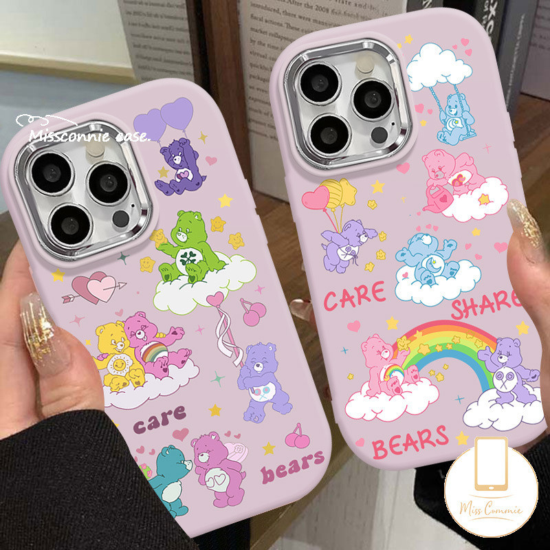 เคสโทรศัพท์มือถือ ลายการ์ตูนหมีน่ารัก สีรุ้ง หรูหรา สําหรับ IPhone 15 7Plus XR 11 7 13 8 Plus 11 14 12 Pro Max XS X Max SE 2020