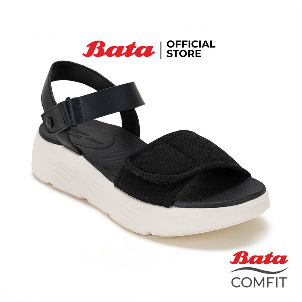 Bata บาจา Comfit รองเท้าเพื่อสุขภาพแบบรัดส้น พร้อมเทคโนโลยี เนเจอร์ฟิต รองรับน้ำหนักเท้า สำหรับผู้หญิง รุ่น FIT-LITE สีดำ 6016108
