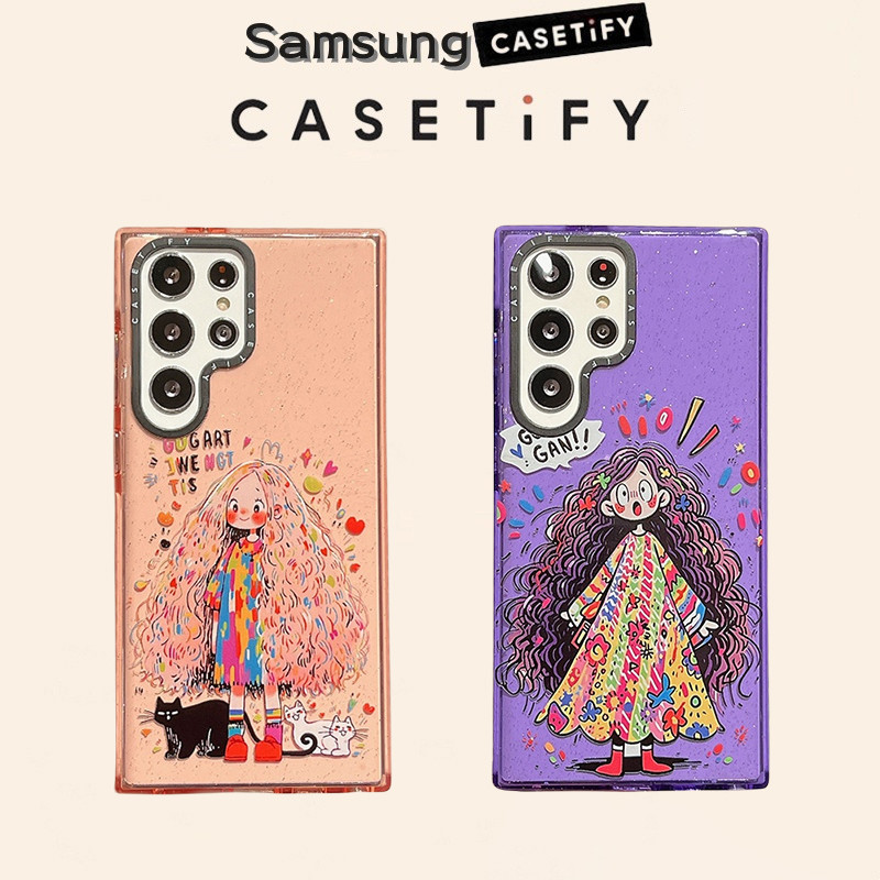 เคสโทรศัพท์มือถือแบบนิ่ม กันกระแทก แต่งกลิตเตอร์ ระยิบระยับ ลายเด็กผู้หญิงผมหยิก สําหรับ Samsung Galaxy S24ultra S23ultra S22ultra S24 23 22Plus S24 S23