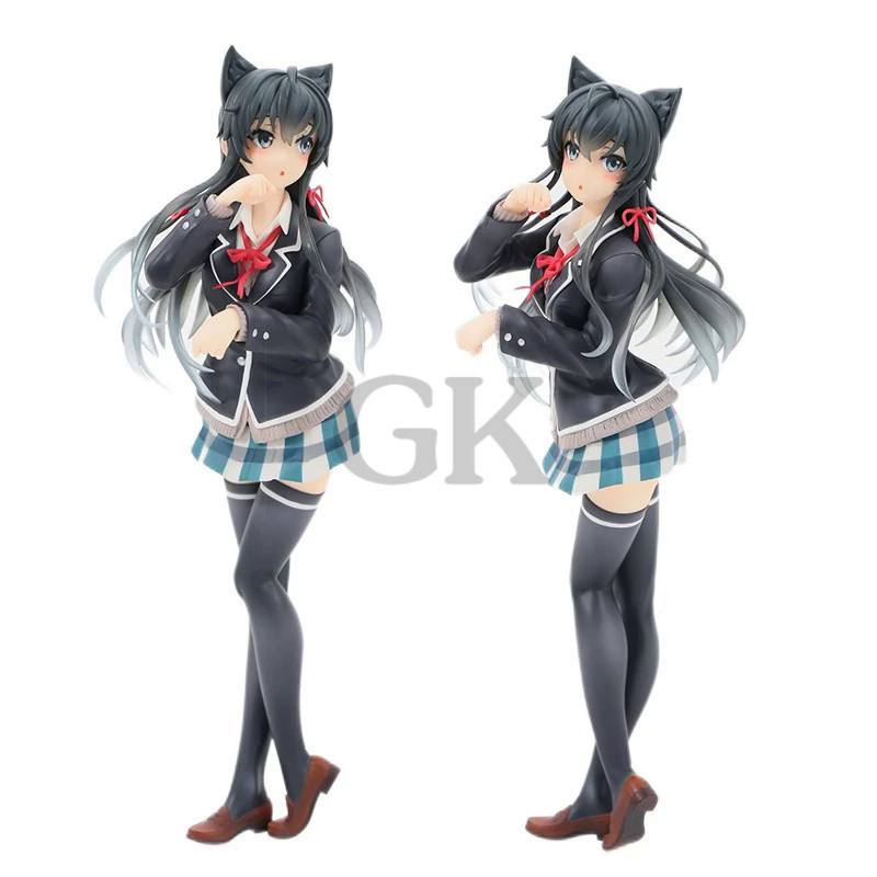 GK Anime My Youth Romantic Comedy Is Wrong Yukinoshita Yukino Figure 20cm PVC Standing Uniform Cat Ear Model Toys Doll G