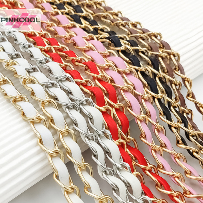 Pinkcool สายโซ่สะพายกระเป๋าถือ กระเป๋าสะพายไหล่ สะพายข้าง หนัง ขนาด 120 ซม. Diy สําหรับผู้หญิง